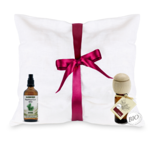 Zirben kussen 40 x 40 cm met Zirben spray en Zirben olie